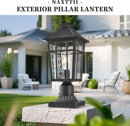Lamp Post Outdoor Lighting 16.5 Inch Black Outdoor Post Lights Waterproof Aluminum Pole Lantern for Garden Patio Pathway E26 Socket