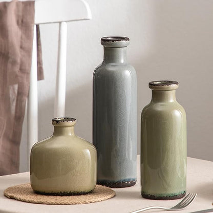 Bud Vase - Flower Vase Set - Decorative Vases - Ceramic Small Vase Set of 3 for Centerpieces - Ice Creak for Decor - Modern Decoration Vases for Home Farmhouse Table Office, Mini Vase by Lyeec