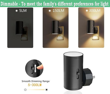 GEPLAD 4 Pack LED Night Light, Plug Into Wall, Dusk to Dawn Sensor, Soft White 3000K,Uplight & Downlight, for Bedroom, Stairway, Hallway,Bathroom Dimmable