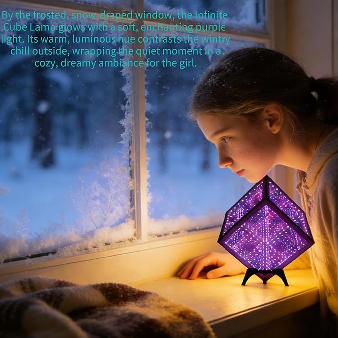 Infinity Hyper Cube LED Table Lamp - Infinity Mirror Light with 100+ Patterns, Music Sync, App Control, Infinite Cube Night Lights for Gaming,Party,Living Room,Bedroom Light Display and More(5Inches)