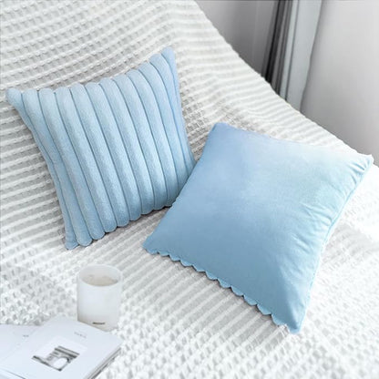 2 Pack 22x22 Pillow Cover Velvet Pillow Covers, Faux Fur Square Throw Pillow Covers for Living Room Decorations Throw Pillow Case, Throw Pillow Cover Cushion Cover for Sofa Bedroom Car, Light Blue