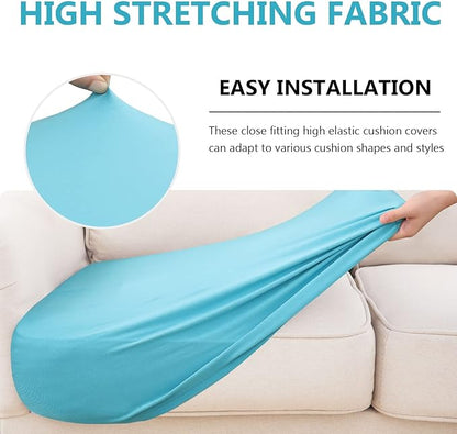 hyha Waterproof Couch Cushion Covers, Stretch Sofa Couch Seat Slipcover for Dog Washable, Non-Slip Waterproof Outdoor Cushion Covers for Patio Furniture Replacement (1 Piece for Small, Peacock Blue)