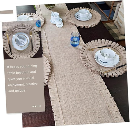 2Pcs Round Woven Jute Placemats Heat-Resistant Insulated Dining Table Mats with Rustic Pastoral Design for Kitchen and Party Decor
