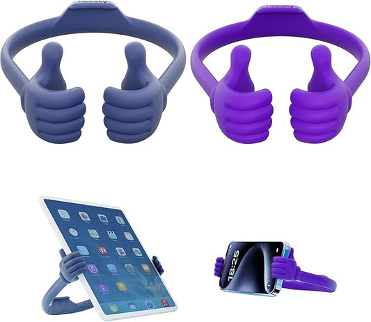 Honsky Adjustable Tablet Stand, Portable Phone Holder for Desk Bed - Multi-Angle Drawing Stand Compatible with All Tablets (Blue Deep & Purple)