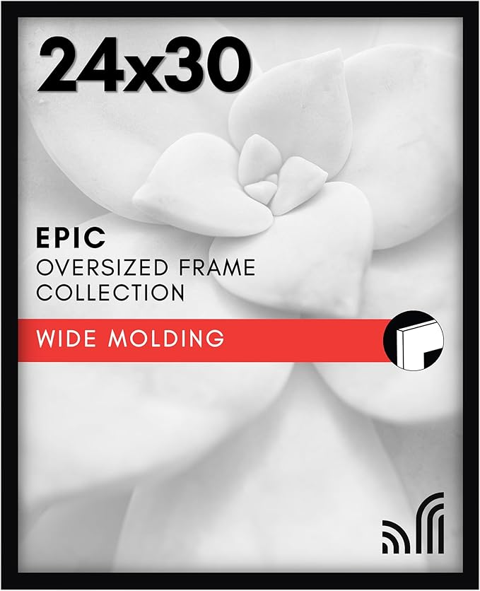 Americanflat 24x30 Picture Frame with Polished Plexiglass - Black Picture Frame - Wide Photo Frames Made of Engineered Wood for Vertical or Horizontal Wall Display - Epic Collection - Black