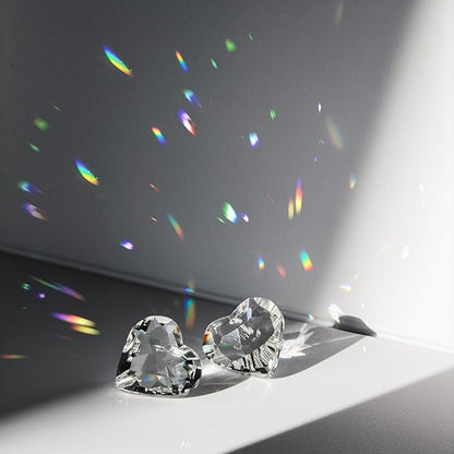 HDCRYSTALGIFTS 24pcs Heart Prisms Suncatchers 20mm Clear Crystal Beads Rainbow Maker Sun Catchers Chandelier Crystals Drop Parts Glass Wedding Valentine's Day Decorations