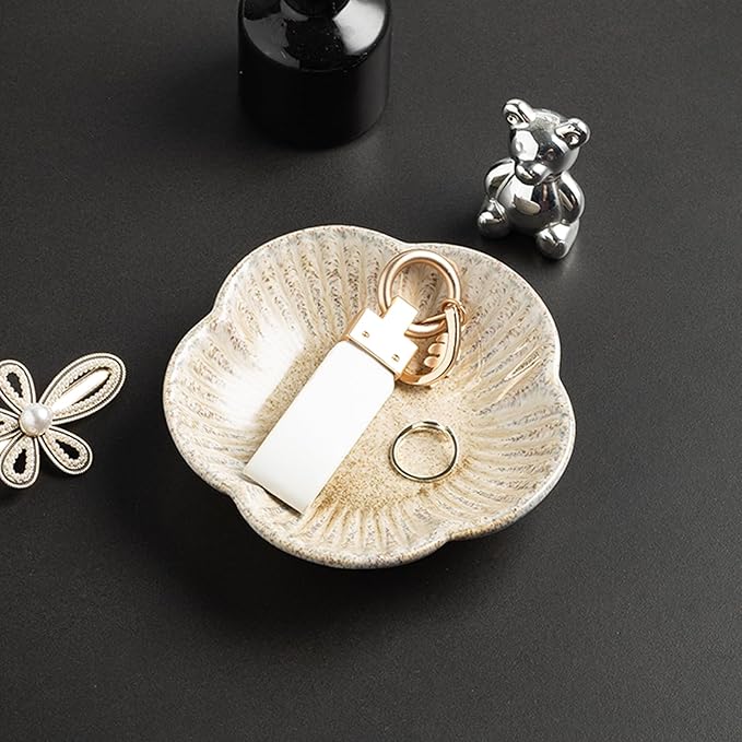 Flower Shape Ring Tray, Key Bowl, Ceramic Trinket Tray Decorative Jewelry Dish for Rings Necklace Earring Key Watch, Home Decoration for Friend Sister Mom