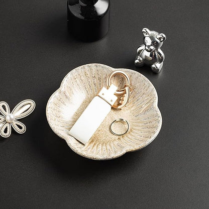 Flower Shape Ring Tray, Key Bowl, Ceramic Trinket Tray Decorative Jewelry Dish for Rings Necklace Earring Key Watch, Home Decoration for Friend Sister Mom