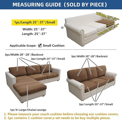 Eismodra Couch Cushion Covers Magic Stretch Sofa Slipcover for 3 Cushion Couch Dogs Pet L Shape 2 Seat Replacement Furniture Protector,Light Brown Length 25-37 inches(Only 1 Piece)