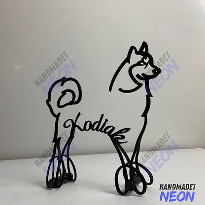 Personalized Siberian Husky Dog Minimalist Sculpture, Custom Dogs Name Metal Desk Decor, Decorative Aesthetic Table Sign Gifts for Officer, Friends, Animal Lover, Kids, Mom, Dad