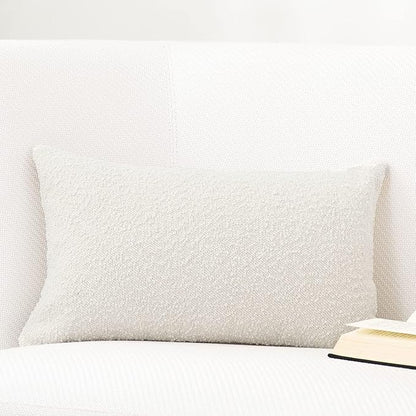 DOMVITUS Boucle Pillow Covers 12x20 Luxury Throw Pillow Covers Decorative Pillows for Bed Sofa Pillows for Living Room Accent Couch Pillows Soft Cushion Case, 1PC, Ivory