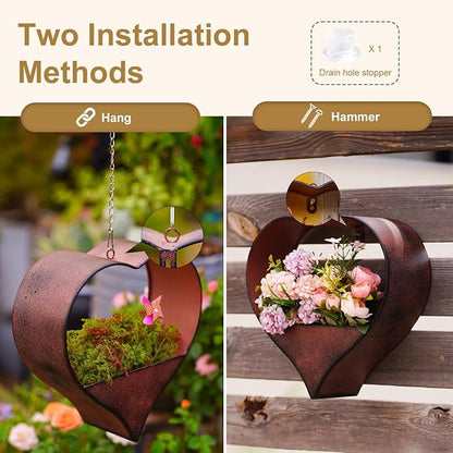 Valentines Day Gifts Metal Hanging Planters for Indoor & Outdoor Plants - Heart Shaped Planters for Wall or Window,Garden Patio or Indoor Decor for Women(Cooper)