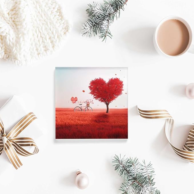 NOHSHE Clear Acrylic Decor Red Tree of Love Valentine's Day Present - Housewarming Presents - Valentine's Day Presents for Girlfriend - Mother's Day Presents for Mom - Farewell Presents for Coworkers