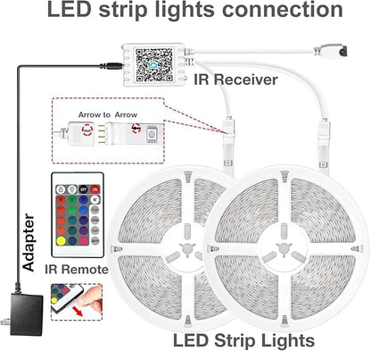 DAYBETTER LED Strip Lights 200ft (2 Rolls of 100ft), Color Changing Lights Strip for Bedroom, Desk, Indoor, Room Bedroom, Girl Boy Brithday Gifts RGB Decor with Remote and 24V Power Supply