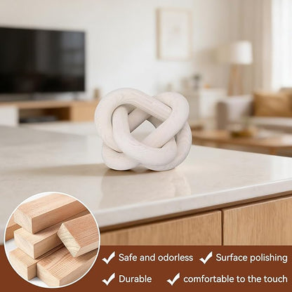 Wood Chain Link Decor, 3 Link Wood Knot Decor Boho Chain Decorative Chains Link Hand Carved Wooden Chains Links for Coffee Table Decor (White)
