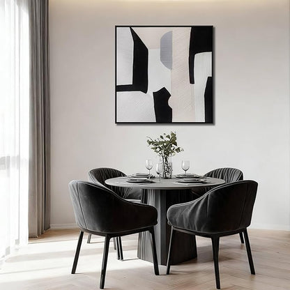 LEVERUP Black and White Square Geometric Pattern Wall Artwork Modern Painting Posters Abstract Wall Decor for Dining Room Bedroom Kitchen 32×32 Inchs