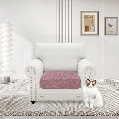 MAXIJIN Waterproof Couch Cushion Covers Stretch Sofa Seat Slipcovers Washable，Sectional Outdoor Cushion Covers with Elastic Bottom for Dogs Pets Kids (1 Pc Cushion Cover, Dusty Pink)