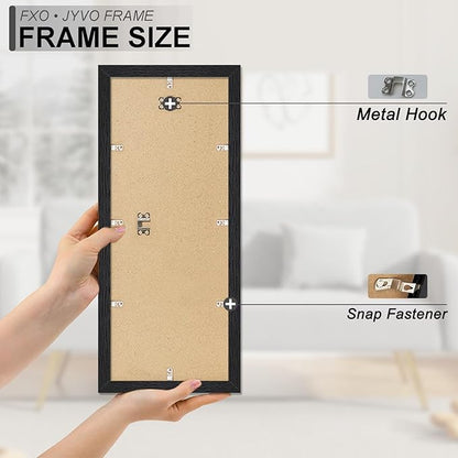 Engineered Wood 8x20 Picture Frame Set of 3, Black Frame for 8 x 20 Inch Picture Poster Photo, Light Weight 8 by 20 Frame with Wood-grain for Wall - 3 Pack/Black/8"x20"