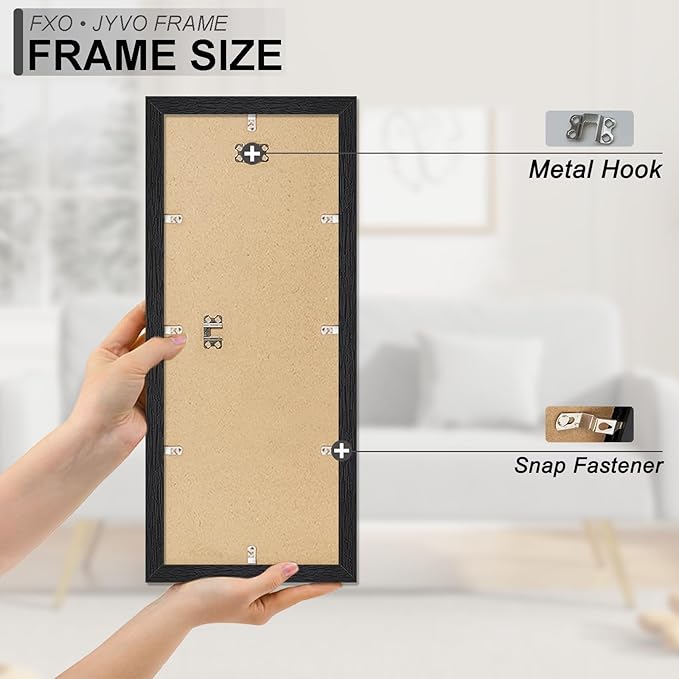 Engineered Wood 5x10 Picture Frame Set of 2, Black Frame for 5 x 10 Inch Picture Poster Photo, Light Weight 5 by 10 Frame with Wood-grain for Wall - 2 Pack/Black/5"x10"