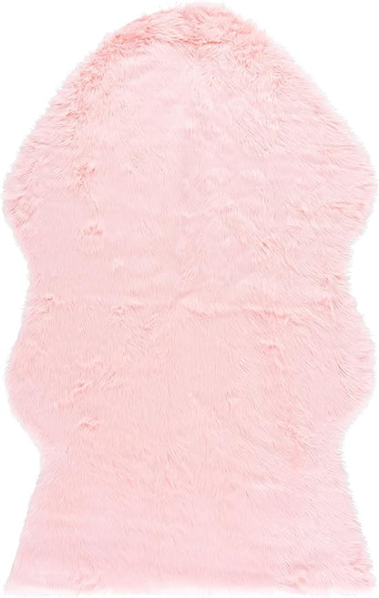 SAFAVIEH Faux Sheep Skin Collection 4' x 6' Pink FSS115G Silken Glam 2.35-inch Thick Area Rug