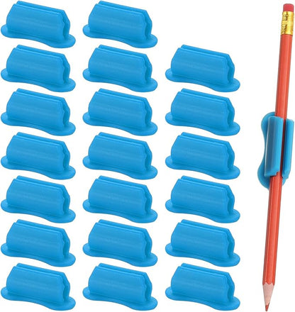 PATIKIL 20 Pcs Adhesive Pencil Holders for Desk, Universal Pencil Clip Silicone Pen Holder Office Desk Pen Organizer for Wall Clipboard Teacher Supplies, Blue