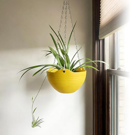 Bvrbaory 8 Pack Multicolor Hanging Planter Pots,8 Colors Garden Hanging Planters,Round Hanging Basket Pot for Indoor Outdoor Garden,Home Decor,with Water Tray Metal Chain