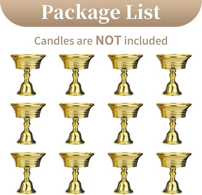 Sziqiqi Ghee Lamp Butter Lamp Holder Brass Diyas Diwali Candle Holder Tibetan Brass Oil Lamp Buddhist Altar Offering Supplies Pack of 12
