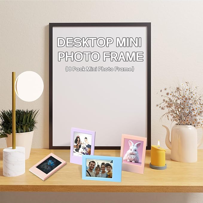 MaehSab 8 Pcs Colorful Mini 3 Inch Photo Frames (2x3 Inch), Mini Picture Frames for 3 inch Film, Small Film Frame Photo Holder Tabletop Display