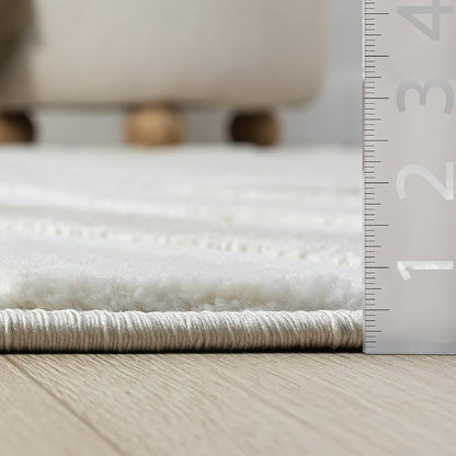 Abani Beige Area Rug - 5' x 8' - Living Room & Bedroom - Abstract Wave Design - Indoor Use - Easy to Clean, Stain Resistant, Non-Shedding - Neutral Collection