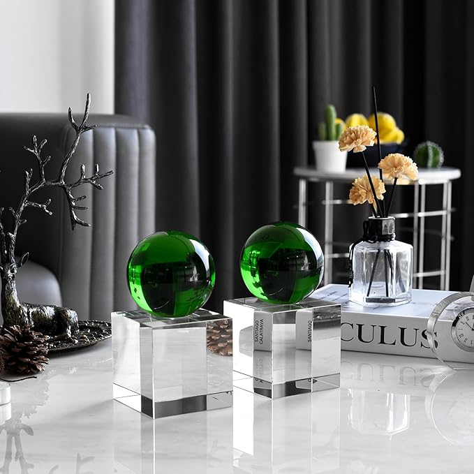 Crystal Bookends, 1 Pair of Decorative Tabletop Bookends for Office, Home, Desk, Comes with Gift Box