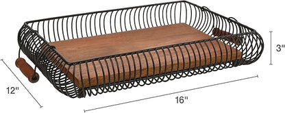 Gourmet Basics by Mikasa Westfield Rectangular Kitchen Centerpiece Storage Basket Tray, 16 Inch