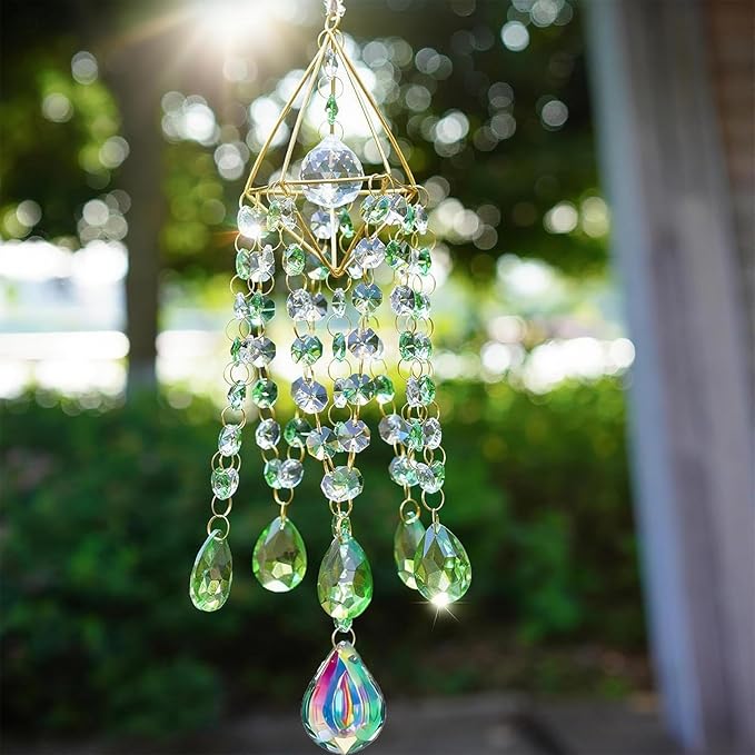 Sun Catcher Crystals for Window Hanging, Rainbow Prism Sun Catcher with Crystal Prisms, Hanging Crystal Suncatchers Indoor Window Decor, Window Suncatcher Light Catcher