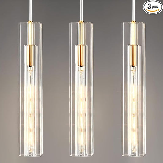 Modern Crystal Ceiling Kitchen Light Fixtures Pendant Lights Mini Pendant Light Pendant Lighting for Kitchen Island Bedroom Living Room Hallway Dining Room (3 Pack)