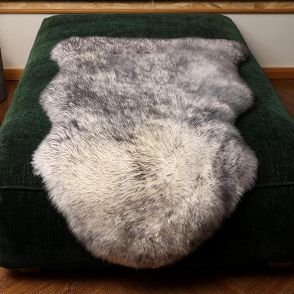 LLB Genuine Sheepskin Area Rug Wool Rug Fur Carpet Fluffy Shaggy Fur Rug for Living Room Kids Bedroom Real Sheepskin Throw Lambskin Rugs Sofa Mat Chair Seat Covers (Snow Grey, 2 x 3 ft Sheepskin)