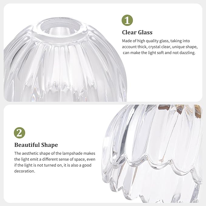 Tulip Lamp Shades Replacement, 5" Dia. * 4.25" H Clear Glass Sconce Shade Heavy and Thick for Wall Sconces Pendant Lights Ceiling Lights Chandelier,1 Pack
