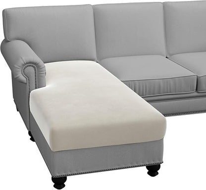 H.VERSAILTEX Super Stretch Individual Chaise Cover Sectional Couch Covers for L Shaped Sofa Both Left/Right Featuring Thick Soft Fleece Fabric (Chaise Cover, Pale Oak)