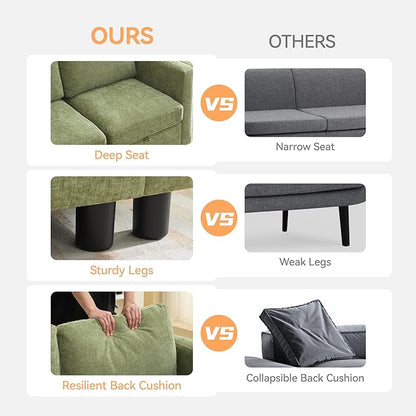 107”Modular Sectional Sofa Convertible U Shaped Sofa Couch Set with Storage for Living Room, Modern 6 Seater Modular Sectional Couch with Movable Ottoman, Chenille(Green)