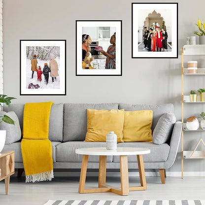 24x30 Picture Frame with 20x24 Mat Set of 2, Display Photo 20x24 with Mat or 24 x 30 Without Mat, Wall Hanging Large 24 by 30 Poster Frame with Plexiglass, 2 Pack, Black
