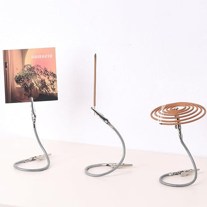 3-Piece Stainless Steel Multi-Function Dual-Head Alligator Clips, Incense Holder, Greeting Card Holder, Mosquito Coil Holder, Fastening Device. (Silver)