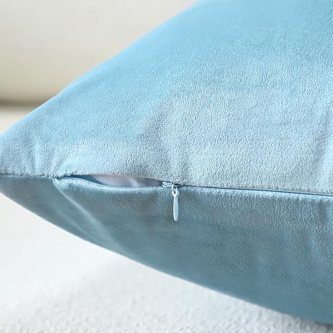 Artscope Luxury Velvet Pillow Covers Super Soft Decorative Square Throw Pillow Covers Case Cushion Covers for Sofa Couch Bedroom Car Decor 16x16 Inch Light Blue