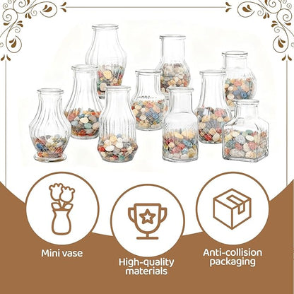 20 Pcs Glass Bud Vases Set, Mini Vintage Bulk Clear Vases for Centerpieces Decor, Cute Tiny Glass Flower Vases for Wedding Party Home Table Decoration