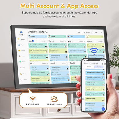 27" Smart Digital Calendar for-Family-Business-Planner - Electronic Calendar for Business Chore Chart, Touchscreen Display for Family Schedules, Wall & Desk Mountable, Christmas Gift for Mom Dad