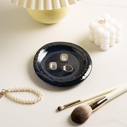 Ring Dish Holder, Jewelry Dishes for Women, Ceramic Trinket Dish Tray, Cute Key Bowl, Decorative Jewelry Plate, Gift for Friends Sister Mom Daughter (blue)