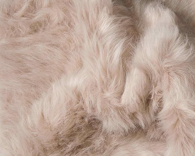 Luxe Gordon Faux Fur Rug with Soft and Fluffy Pile | Machine Washable Living Room Rug with Anti-Slip Backing | Cruelty-Free Area Rugs for Office or Bedroom, Taupe, 6 ft Dia.