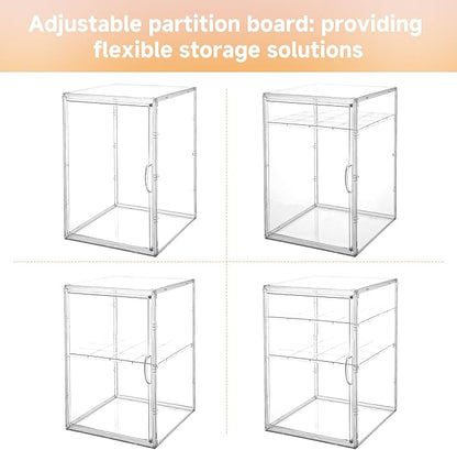 Baby Bottle Organizer, 3 Tiers Adjustable Clear Acrylic Baby Bottle Storage Organizer with 3 Removable Dividers and Magnetic Door, Suitable for Countertop and Kitchen