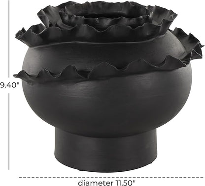 Deco 79 Ceramic Abstract Decorative Vase Floral Inspired Centerpiece Vase, Flower Vase for Home Decoration 12" x 12" x 9", Black