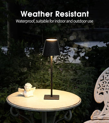 UME 3 Pack Cordless Table Lamp, Battery Operated Lamp - Portable Waterproof Rechargeable Table Lamp w/ 3 Color Temps & Stepless Dimming for Dinner, Desk, Cafe, Outdoor (Black)