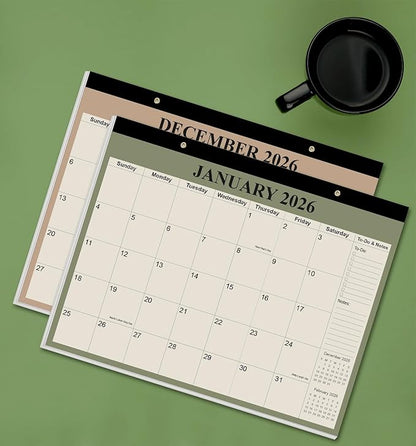 Desk Calendar 2026 - Calendar 2026-2027 from January 2026 to June 2027, 18 Months Calendar with Thick Paper for Office, Home, School Organizing, 14" X 11", Cyan