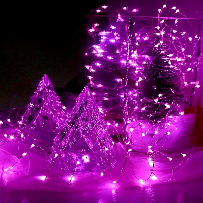 6-Pack 7Ft Starry String Lights No Remote Fairy String Lights 20 Micro Starry Leds On Silvery Copper Wire CR2032 Batteries Included for Wedding Centerpiece,Party,Christmas Table Decor (Pink)