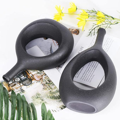 Black Ceramic Vase Set 2,Modern Hollow Circle with Hole Flower Vase for Home Decor,for Table Centerpieces,Farmhouse,Fire Place,Living Room,Bedroom,Office,Bookshelf,Rustic Decor